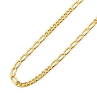 14K Yellow Gold 3.2mm 10+1 Figaro Chain Necklace with Lobster Claw Clasp   16" Inches The World Jewelry Center Jewelry