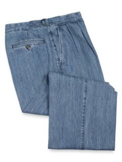 Paul Fredrick Men's Cotton Denim Pleated D Ring Pants Indigo 33 at  Mens Clothing store Jeans