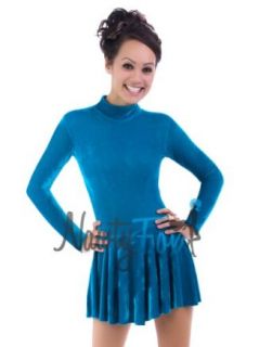 Teal Blue Velvet Ice Skating Leotard Costume Dress 2XL Clothing