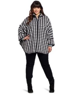 Pendleton Women's Plus Size Houndstooth Knit Cape, Charcoal Heather/Ivory, One size Cardigan Sweaters