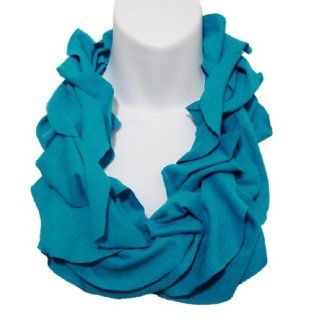 Cotton Jersey Knit Ruffle Infinity Scarf Turquoise 685 