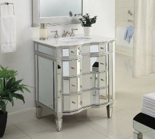 30" Mirrored w/silver trim Bathroom Sink Vanity Cabinet   Ashley Model # BWV 025/30  
