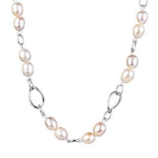 ELYA Stainless Steel Necklace with Peach Freshwater Pearls Jewelry
