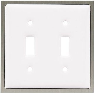 Brainerd 64007 Ceramic Insert Double Switch Wall Plate / Switch Plate / Cover, White   Double Wall Ceramic Switchplate Cover  