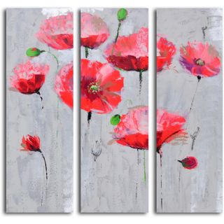 My Art Outlet 3 Piece Pirouetting Poppies in Space Hand Painted