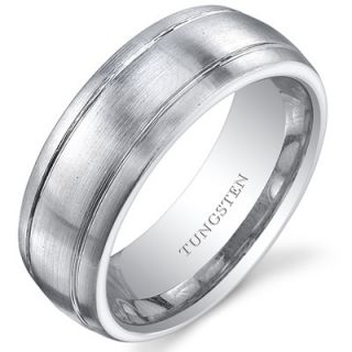 Oravo Mens Brushed Tungsten Double Groove Wedding Band