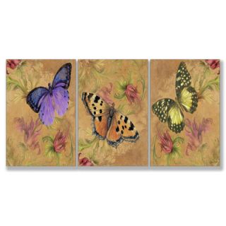 Stupell Industries Home Décor Aqua Butterfly Garden Triptych Art
