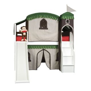 Mission Twin Low Loft Bed with Tent and Stairs