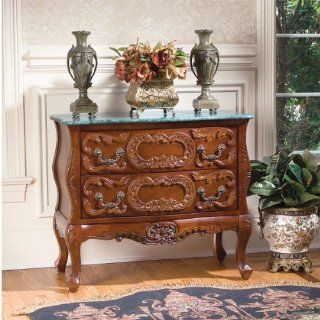30" French Antique Replica Furniture Solid Hardwood Marble topped Chest Foyer   Chests Of Drawers