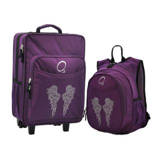 Obersee 2 Piece Bling Rhinestone Angel Wings Kids Luggage and Backpack