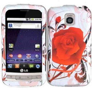 Hard Rosy Rose Shell Case Cover Accessory for LG Optimus M MS690 with Free Gift Aplus Pouch Cell Phones & Accessories