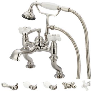 Vintage Classic Double Handle Deck Mount Tub Faucet with Hand Shower