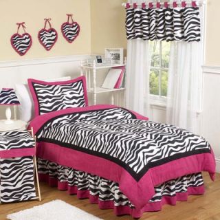 Sweet Jojo Designs Zebra Pink 4 piece Twin Bedding Set
