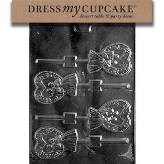 Dress My Cupcake DMCW053SET Chocolate Candy Mold, Heart Bride and Groom Lollipop, Set of 6 Kitchen & Dining