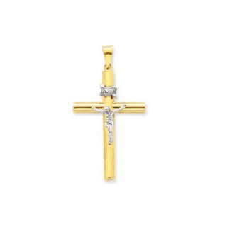 Jewelryweb 14k Two tone INRI Crucifix Pendant  Measures 46.6x24.9mm
