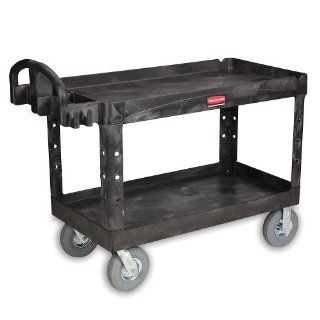 RUBBERMAID Heavy Duty Tray Shelf Carts   Black Service Carts