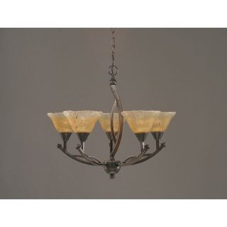 Bow 5 Light Up Chandelier with Crystal Glass Shade