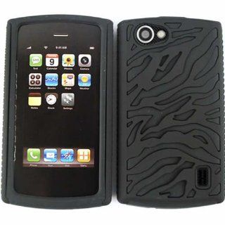 LG OPTIMUS M+ MS695 E01 BLACK ZEBRA IMPACT COVER + SKIN SNAP ON PROTECTOR Cell Phones & Accessories