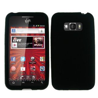 LG Optimus Elite LS696 Cell Phone Solid Black Silicon Skin Case Cell Phones & Accessories