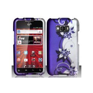 4 Items Combo For LG Optimus Elite LS696 (Sprint) Purple Silver Vines 2D Design Snap On Hard Case Protector Cover + Car Charger + Free Stylus Pen + Free 3.5mm Stereo Earphone Headsets Cell Phones & Accessories