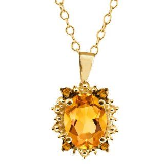1.19 Ct Genuine Oval Yellow Citrine Gemstone 14k Yellow Gold Pendant Jewelry