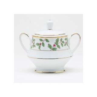 Holly and Berry Gold 10 oz. Sugar Bowl with Lid