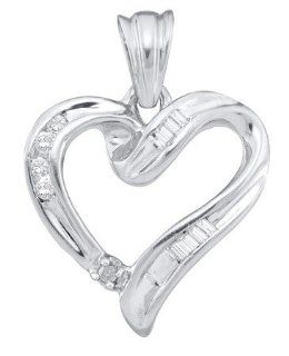 14KT White Gold 0.12 CTW Diamond HEART Pendant Jewelry