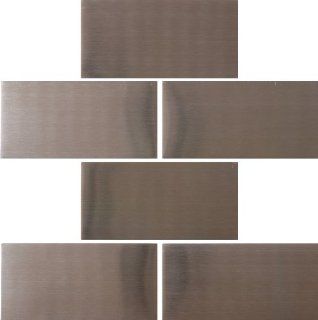 Susan Jablon Mosaics   8mm 3x6 Inch Stainless Steel Running Bond Subway Tile   Glass Tiles  