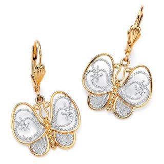 Palm Beach Jewelry Gold Plated Filigree Butterfly Pierced Earrings