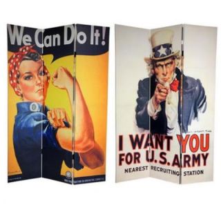 Oriental Furniture 6Feet Tall Double Sided WWII Posters Room Divider