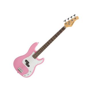 Stedman Pro Electric Bass Guitar with Gig Bag and Cable in Pink