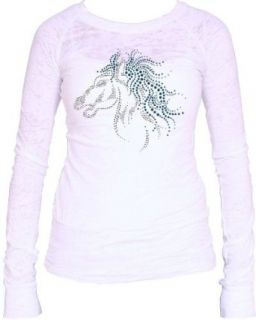 Women's Rhinestone Horse Long Sleeve Shirt X Small