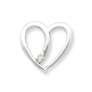Jewelryweb Sterling Silver Diamond Heart Pendant