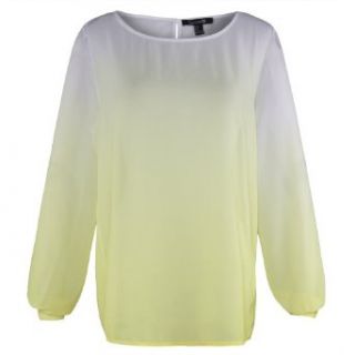 1veMoon Women's Fashionable Casual Round neck Long sleeve Chiffon Color Tops, Yellow, Regular Sizing 10 Tunic Shirts