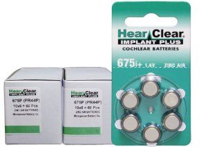 HearClear Cochlear Implant Batteries Size 675P , P675HP (120 Batteries) Electronics