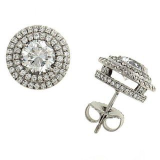 Pave Diamond Halo Earring Mountings 1.25cttw (CZ ctr) Jewelry