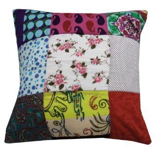 Home Decor Cushion Cover Multicolor Patchwork Pillowcase Ethnic Throw India 17'' Inches   Throw Pillow Covers