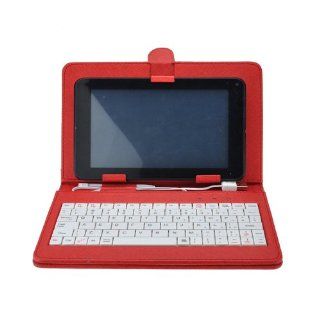 Leather Protective Case with USB Keyboard & Stylus for 7 inch Tablet PC   Red Computers & Accessories