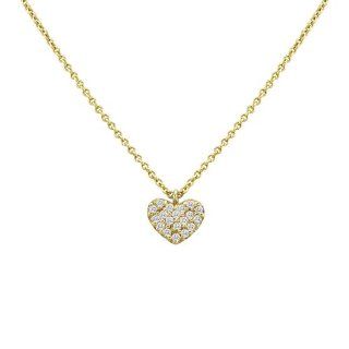 Meira T Yellow Gold and Diamond Pave Heart Necklace Chain Necklaces Jewelry