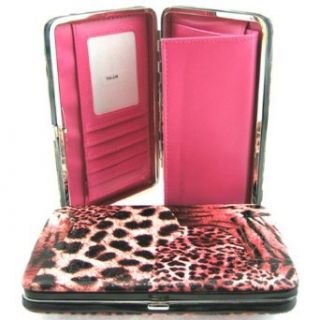 Animal Print 1" Thick Flat Wallet Clutch Purse Leopard Zebra Cheetah Pink Clothing
