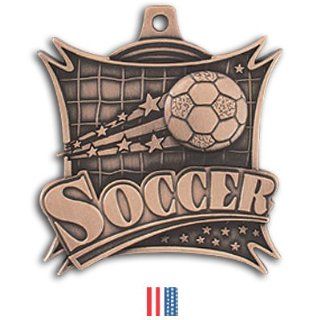 Hasty Awards 2.5 Xtreme Custom Soccer Medals M 701 BRONZE MEDAL/FLAG RIBBON 2.5 XTREME MEDAL  Soccer Balls  Sports & Outdoors