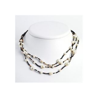Cultured Pearl Quartz Multi Bead Necklace   16 Inch  Lobster Claw