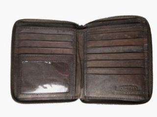 Mens Leather Zippered Wallet style   702 (ColorBrown) at  Mens Clothing store Zip Wallet Men