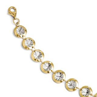 Leslies 10k w/ Rhodium Polished and Diamond cut Bracelet Length 7.25" Jewelry