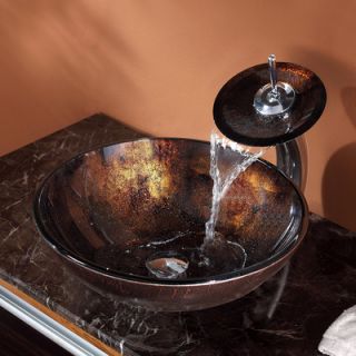 Kraus Pluto Vessel Bathroom Sink with Waterfall Faucet   C GV 684 12mm