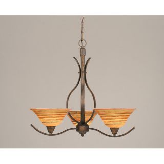 Swoop 3 Up Light Chandelier with Glass Shade