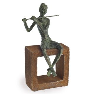 Flute Player on Rustic Stand Figurine