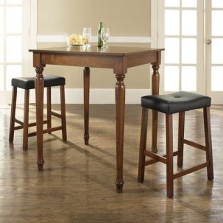 Crosley Three Piece Pub Dining Set with Turned Leg Table and Saddle