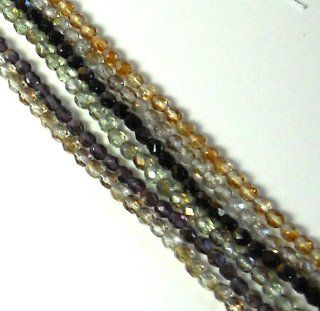 300 Czech 4mm Twilight Mix Faceted Round Firepolished Glass Beads 1/4 Mass Fire Polished