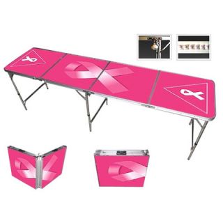 Red Cup Pong Pink Ribbon Beer Pong Table in Black Aluminum